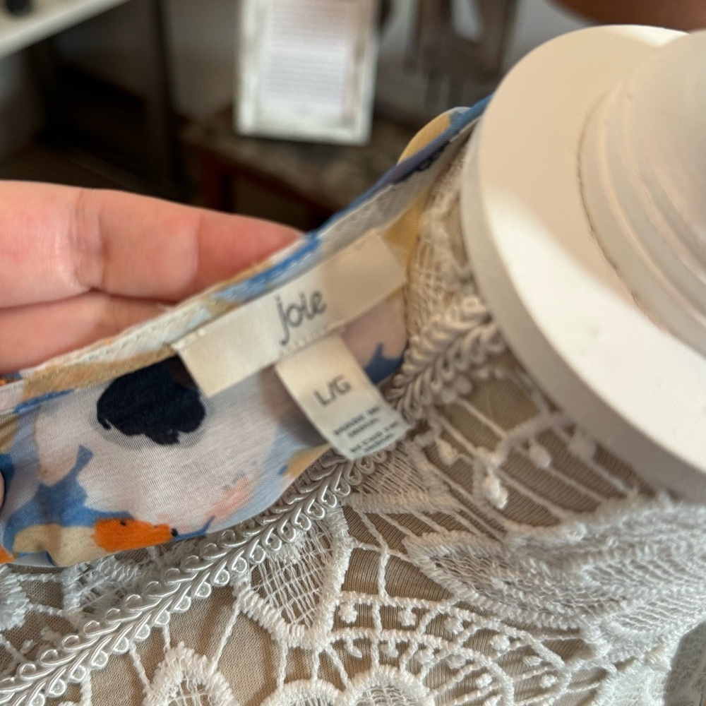 Joie Floral Dress in Blue and Orange - Picture 4 of 5